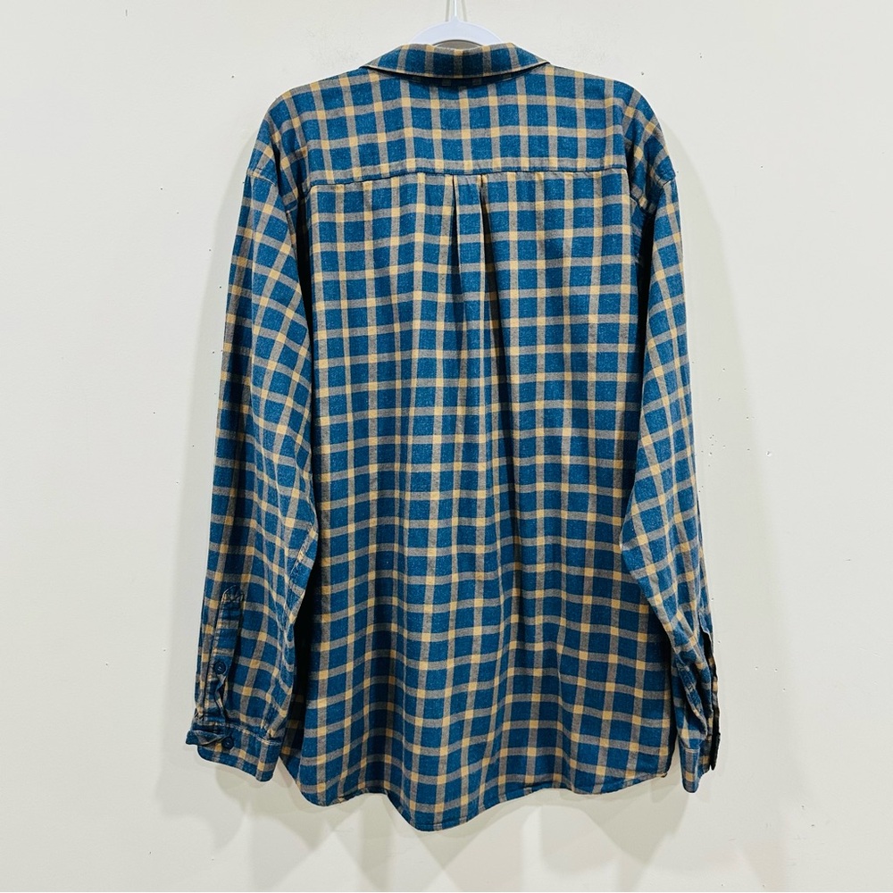 Patagonia Plaid Long Sleeve Organic Cotton Button‎ Shirt XXL Men's Blue Olive - Picture 2 of 7